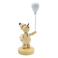 Schneemann Junior mit Luftballon natur, 14cm