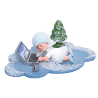 Schneeflöckchen auf Wolke mit Laptop, 4cm NEUHEIT 2022