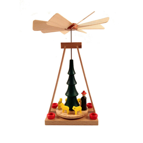 Wärmespiel Minipyramide mit Schäferei bunt, 13cm