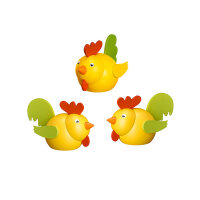 Hahn oder Huhn (3er Set) gelb-bunt, Ø 5cm Stück