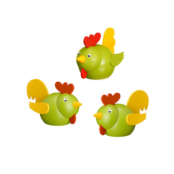 Hahn oder Huhn grün-bunt, Ø 5cm Stück
