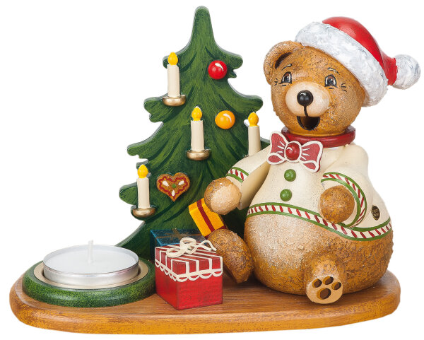 Räuchermann Teddys Weihnachtsgeschenke mit Teelicht, 14cm