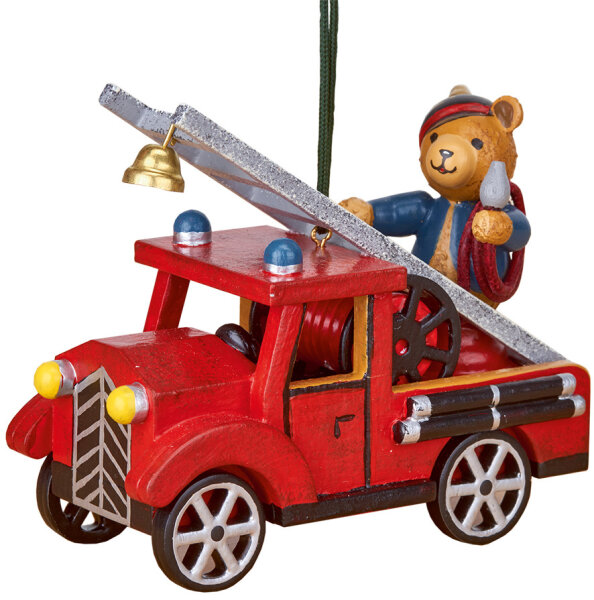 Baumbehang Miniatur Feuerwehr mit Teddy, 10cm