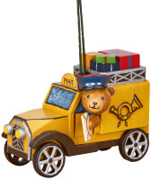 Baumbehang Miniatur Postauto mit Teddy, 10cm