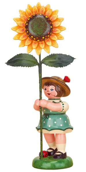 Blumenkind Mädchen mit Sonnenblume, 11cm