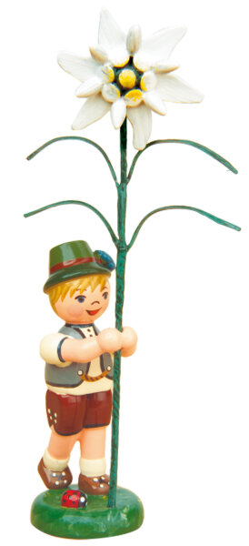 Blumenkind Junge mit Edelweiß, 11cm