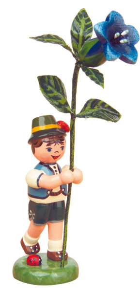 Blumenkind Junge mit Enzian, 11cm