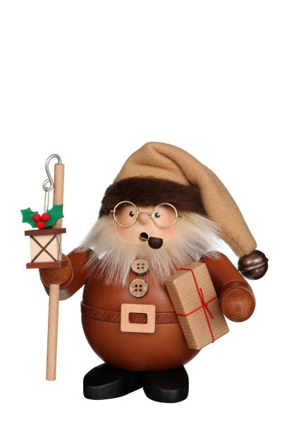 Räuchermann Weihnachtsmann mit Laterne natur, 16cm