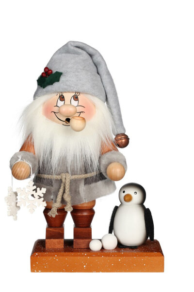 Räuchermann Wichtel Nordpol Santa mit Pinguin, 29cm